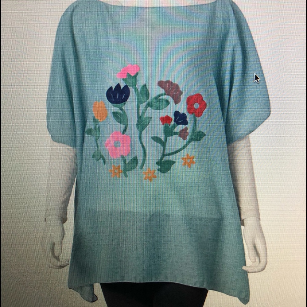 SKY BLUE EMBROIDERED PONCHO